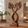 Custom Infinity Heart Tree Sculpture | Engraved Walnut Anniversary Art
