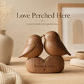 Walnut lovebirds sculpture, view 1