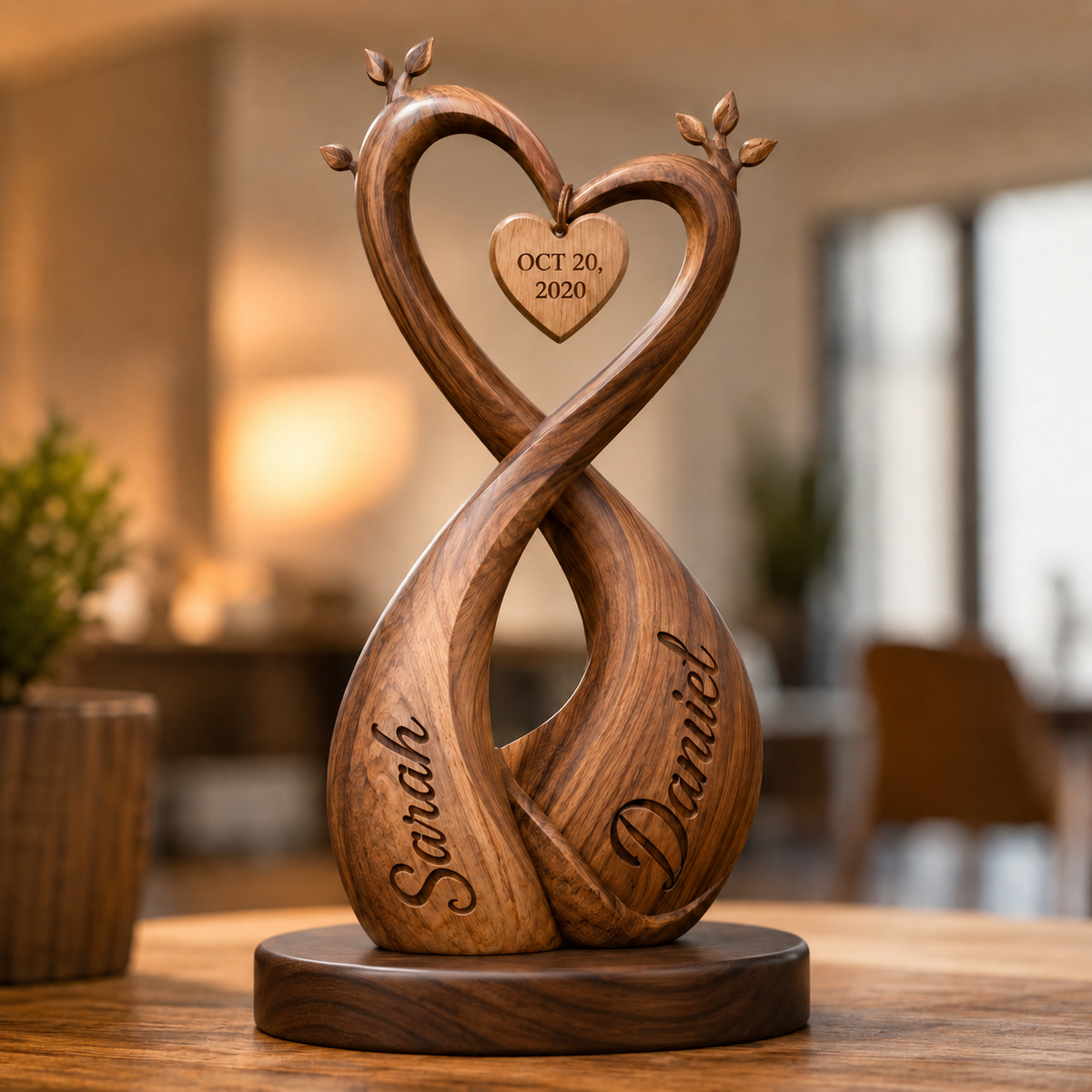 Walnut Double Infinity Heart Crown — angle 1